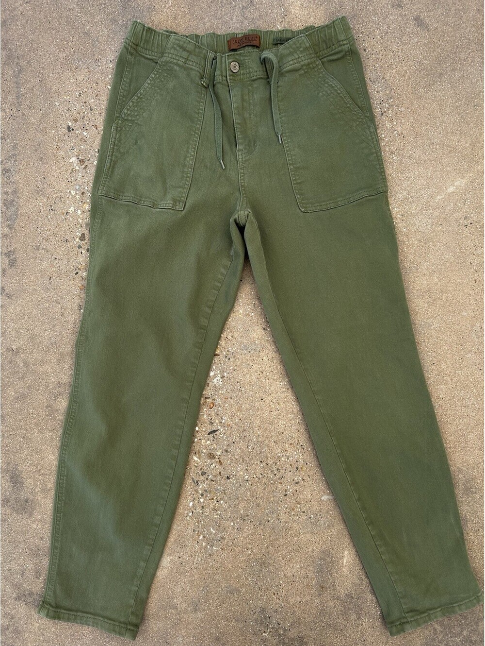 Judy Blue Green Pants Womens 9/29 Stretch Waist Band Measure 28W x 27L Tapered